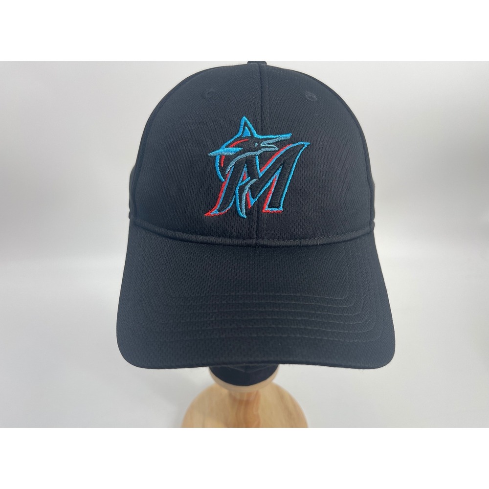 OC Sports Miami Marlins MLB Hat Mens OSFM Black Mesh Adjustable Baseball Cap